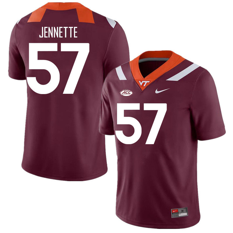 Men #57 James Jennette Virginia Tech Hokies College Football Jerseys Stitched Sale-Maroon